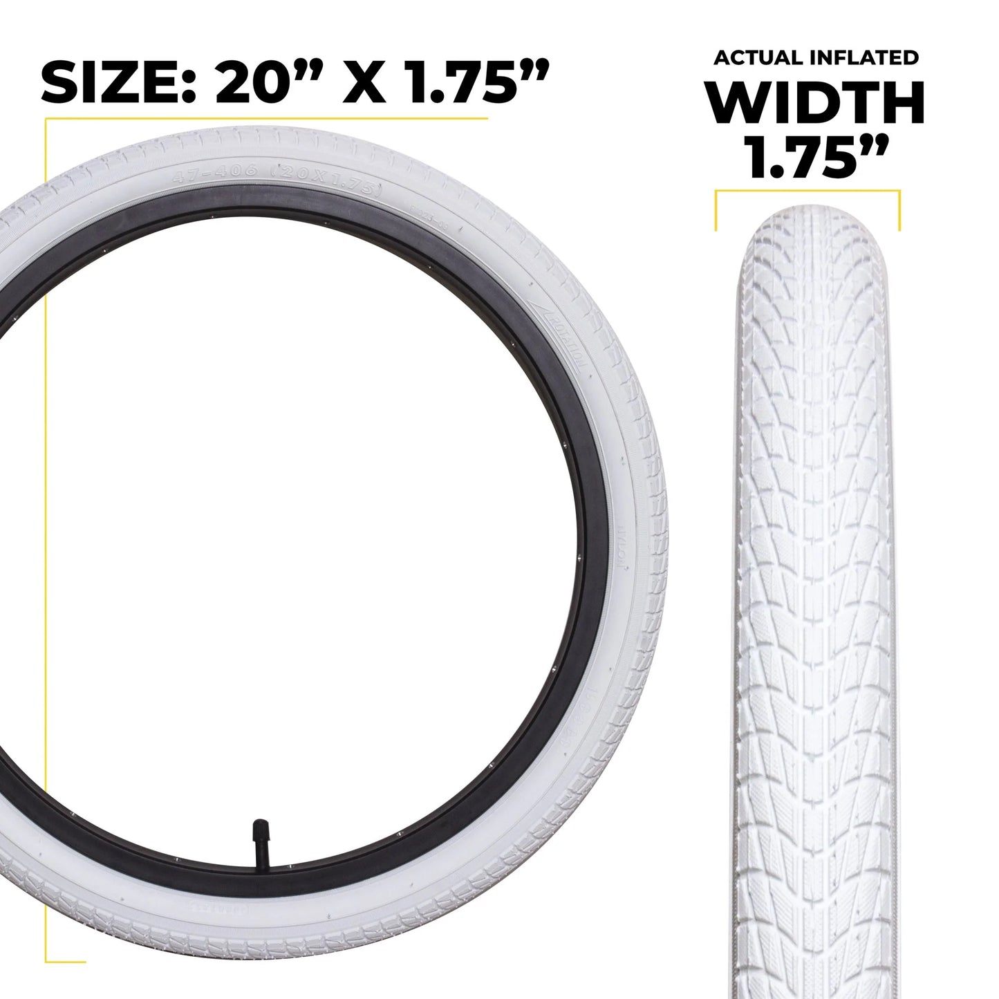 White 20x1.75” Tire
