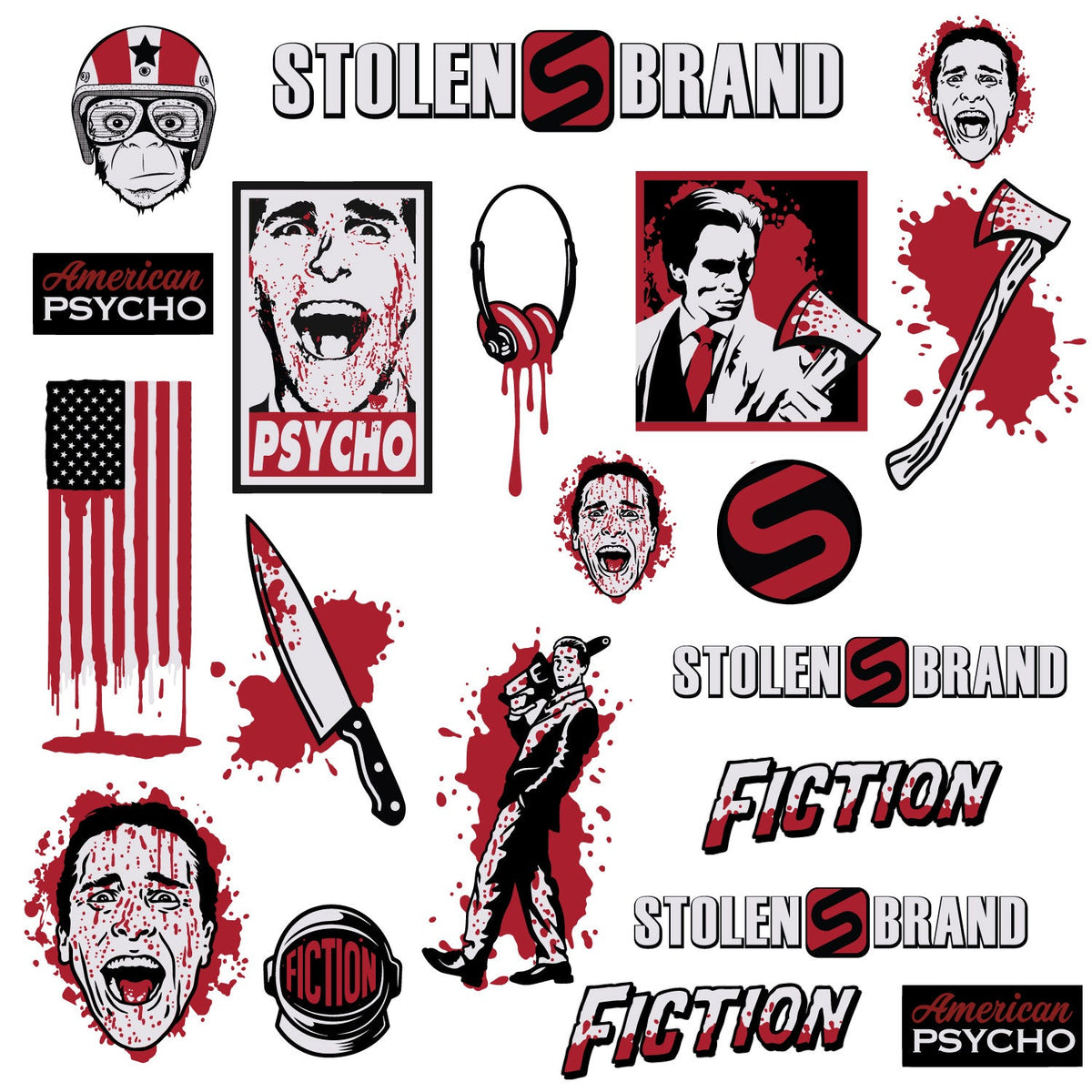 Psycho Text Sticker AMERICAN PSYCHO STICKER PACK β Valley BMX